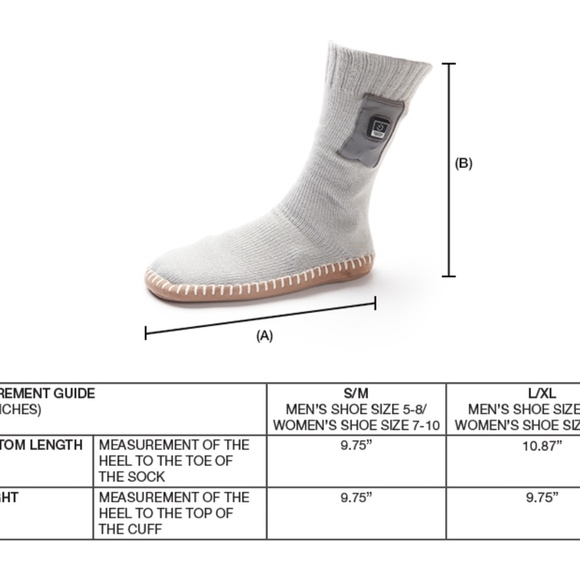 EUC Sharper Image Rechargeable Heated Gray Slipper Socks Sz S/M - Picture 10 of 10